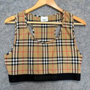 Burberry Nova Check‎ Sports Bra Womens Medium ? Designer Stretch Scoop Top $530